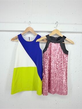 Lot of 2 Milly Minis Girls size 10 Color Block & Pink Sequin Lind Dress